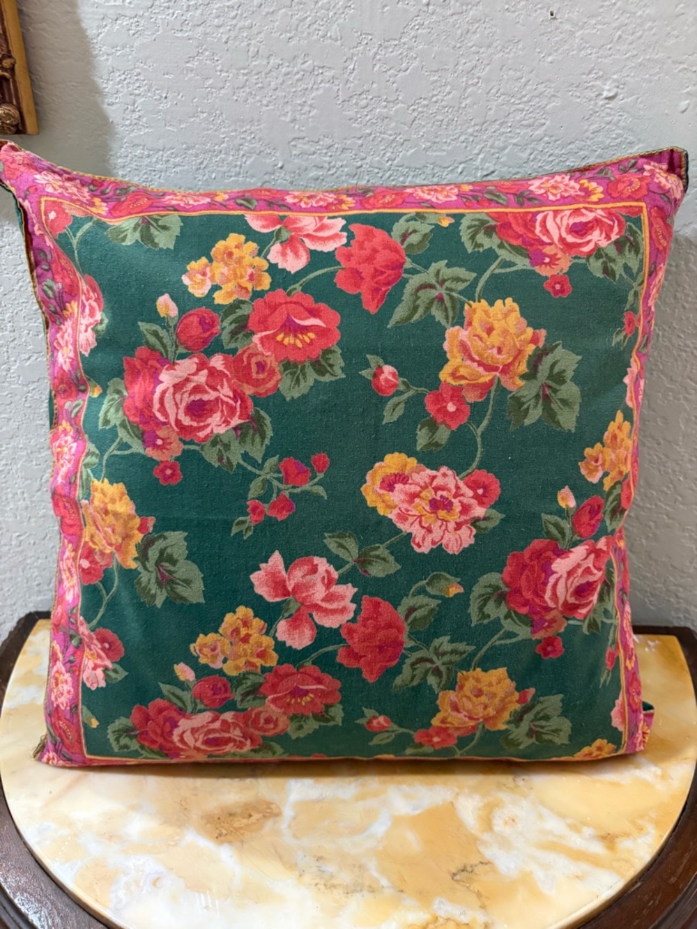 April Cornell Pink & Red Floral Pillow